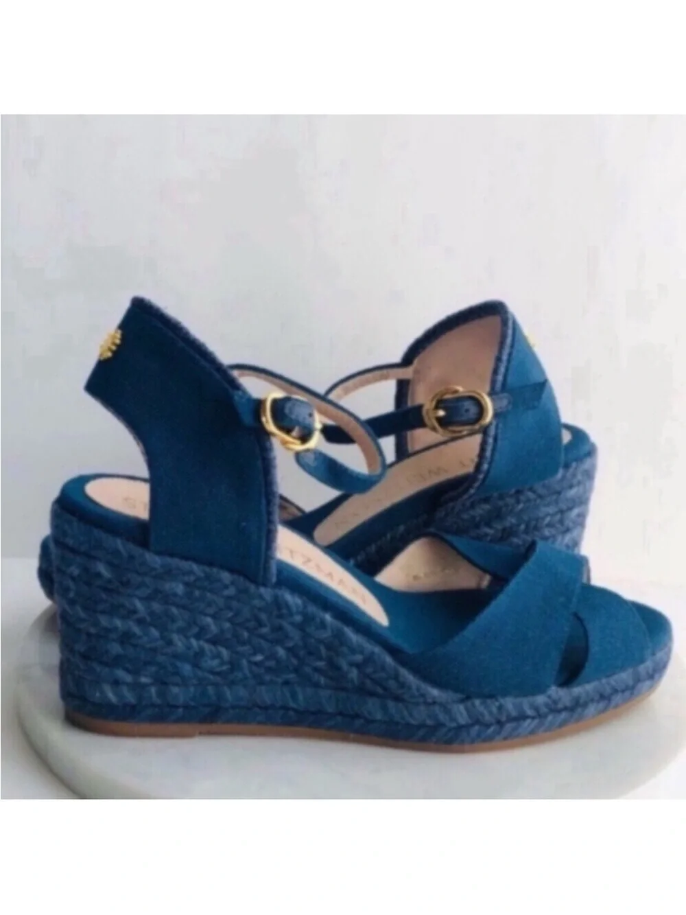 STUART WEITZMAN Wedge Espadrille - MIRELLA Navy Blue Wedge Espadrille Sandals